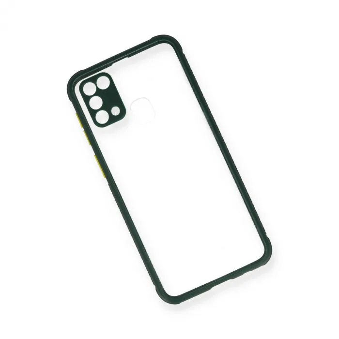 Samsung Galaxy M31 Kılıf Miami Şeffaf Silikon - Koyu Yeşil