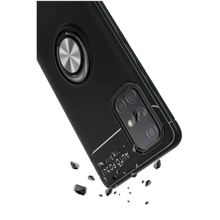 Samsung Galaxy M31s Kılıf Range Yüzüklü Silikon - Siyah-kırmızı