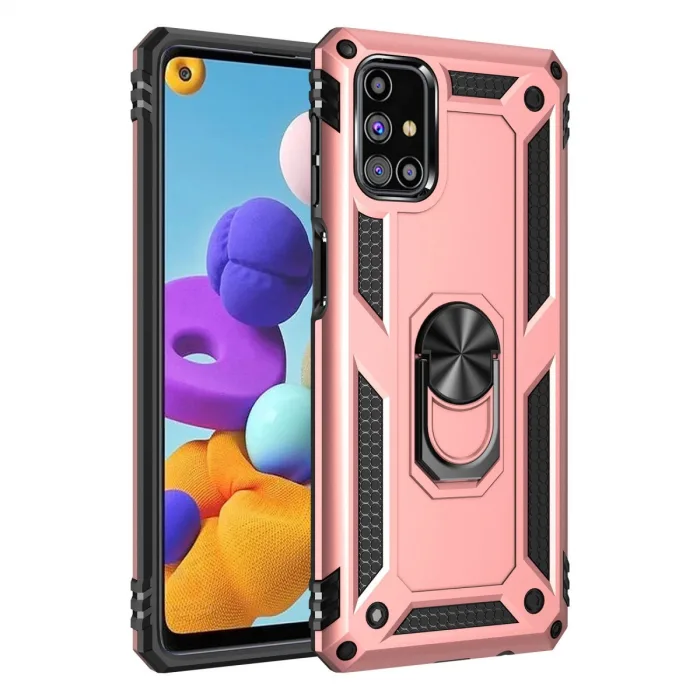 Samsung Galaxy M31s Kılıf Sofya Yüzüklü Silikon Kapak - Rose