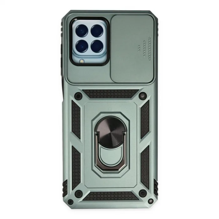 Samsung Galaxy M33 Kılıf Pars Lens Yüzüklü Silikon - Yeşil