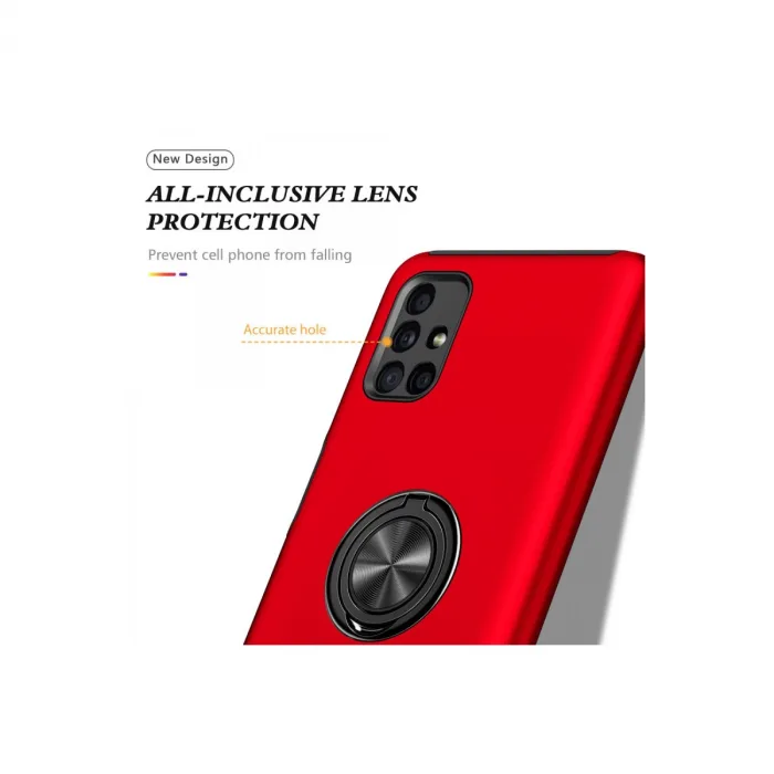 Samsung Galaxy M51 Kılıf Elit Yüzüklü Kapak - Kırmızı