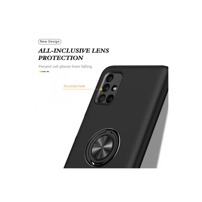 Samsung Galaxy M51 Kılıf Elit Yüzüklü Kapak - Siyah