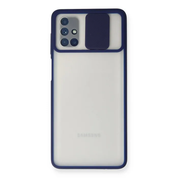 Samsung Galaxy M51 Kılıf Palm Buzlu Kamera Sürgülü Silikon - Lacivert