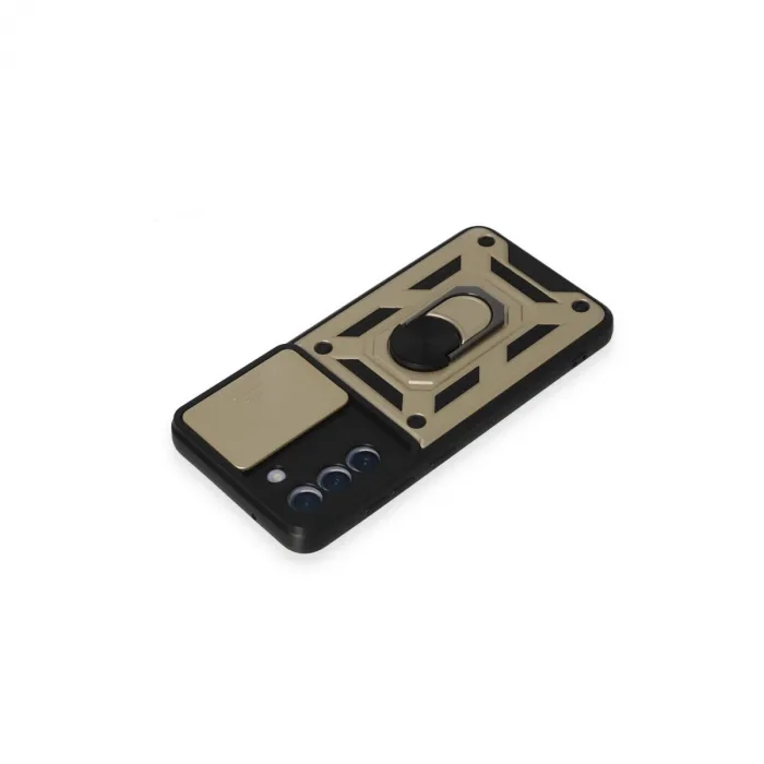 Samsung Galaxy S21 Fe Kılıf Pars Lens Yüzüklü Silikon - Gold