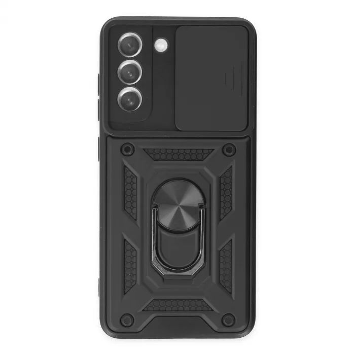 Samsung Galaxy S21 Fe Kılıf Pars Lens Yüzüklü Silikon - Siyah