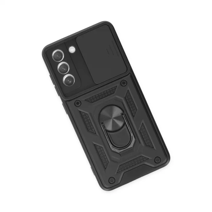 Samsung Galaxy S21 Fe Kılıf Pars Lens Yüzüklü Silikon - Siyah