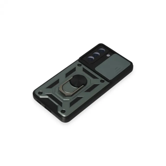 Samsung Galaxy S21 Fe Kılıf Pars Lens Yüzüklü Silikon - Yeşil