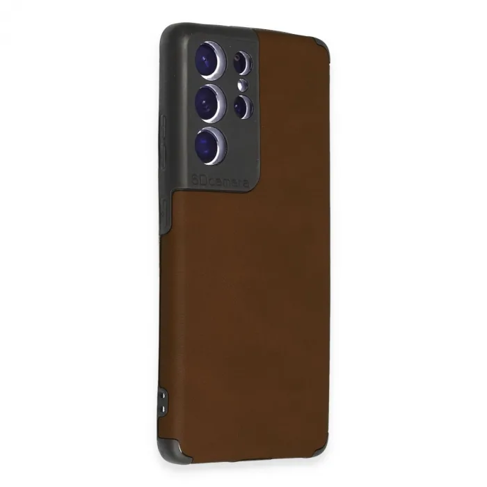 Samsung Galaxy S21 Ultra Kılıf Loop Deri Silikon - Kahverengi