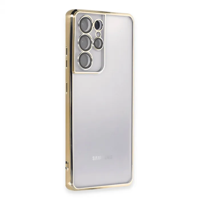 Samsung Galaxy S21 Ultra Kılıf Razer Lensli Silikon - Gold