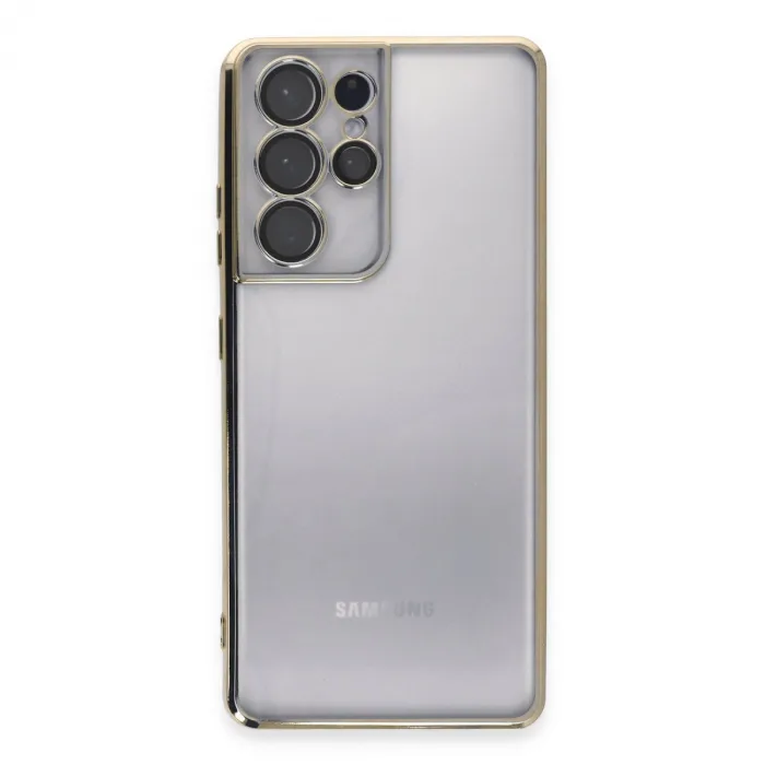 Samsung Galaxy S21 Ultra Kılıf Razer Lensli Silikon - Gold