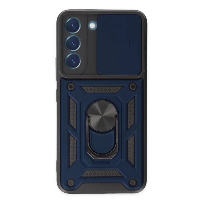 Samsung Galaxy S22 Kılıf Pars Lens Yüzüklü Silikon - Lacivert