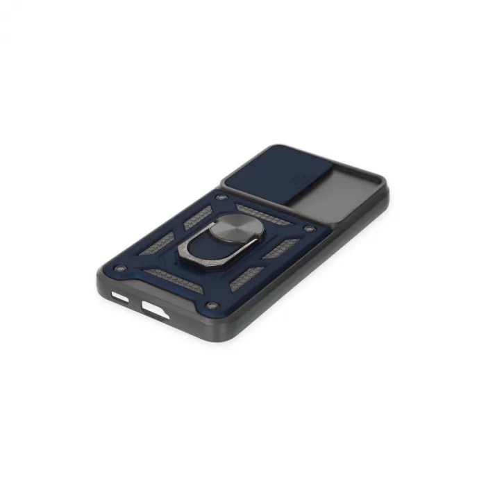 Samsung Galaxy S22 Kılıf Pars Lens Yüzüklü Silikon - Lacivert