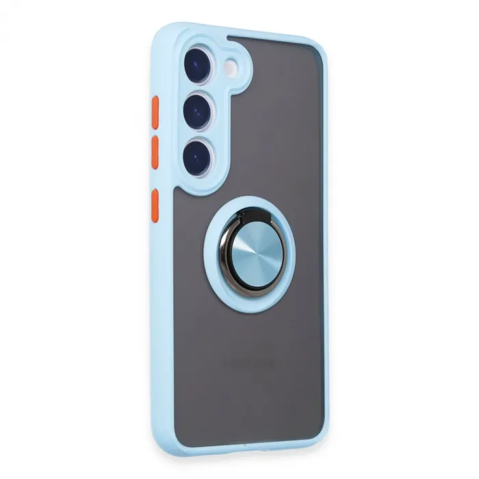 Samsung Galaxy S23 Kılıf Montreal Yüzüklü Silikon Kapak - Buz Mavi