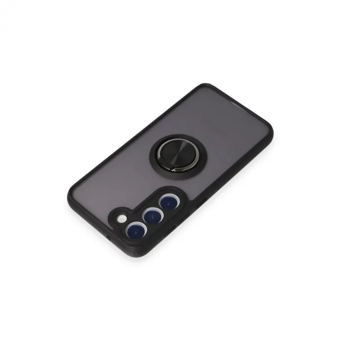 Samsung Galaxy S23 Kılıf Montreal Yüzüklü Silikon Kapak - Siyah