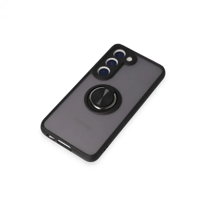 Samsung Galaxy S23 Kılıf Montreal Yüzüklü Silikon Kapak - Siyah