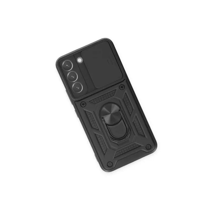 Samsung Galaxy S23 Kılıf Pars Lens Yüzüklü Silikon - Siyah