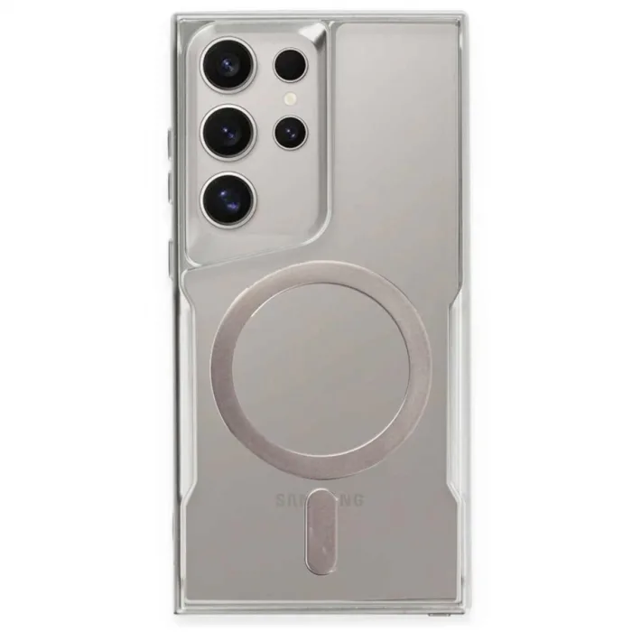 Samsung Galaxy S23 Ultra Kılıf Boyi Magsafe Silikon Kapak - Gümüş