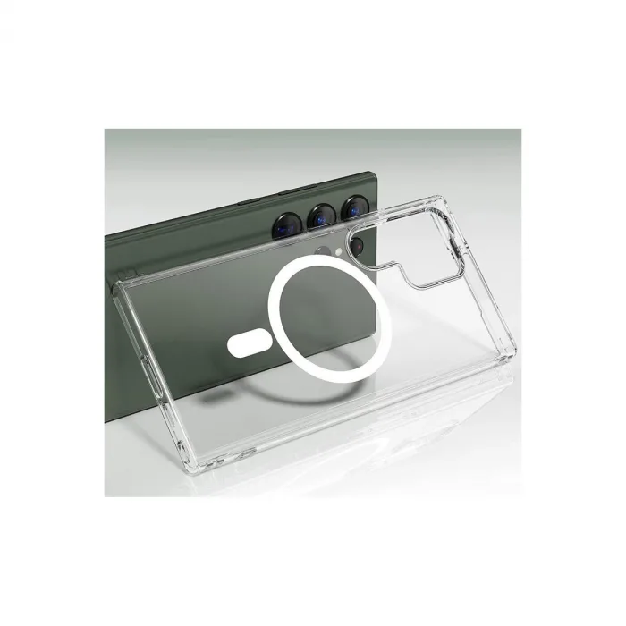 Samsung Galaxy S23 Ultra Kılıf Magneticsafe Şeffaf Silikon - Şeffaf