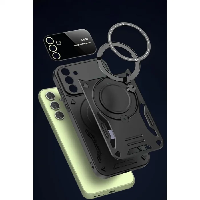 Samsung Galaxy S24 Fe Kılıf Joy Lens Standlı Kapak - Kırmızı