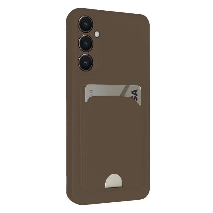 Samsung Galaxy S24 Fe Kılıf Kelvin Kartvizitli Silikon - Kahverengi