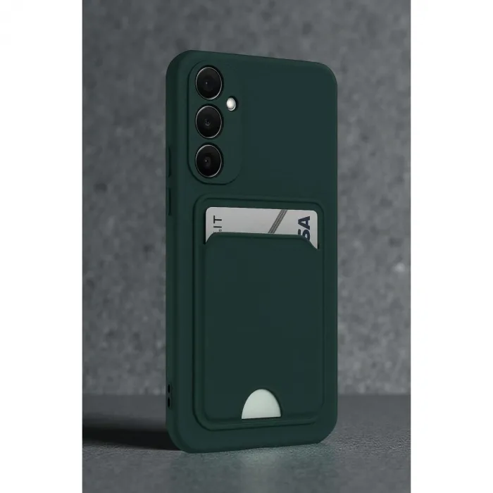 Samsung Galaxy S24 Fe Kılıf Kelvin Kartvizitli Silikon - Koyu Yeşil