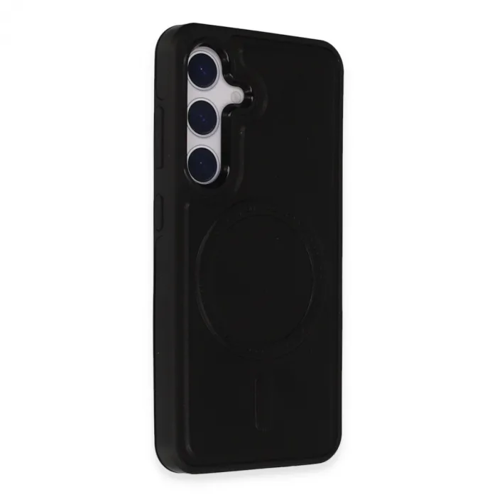 Samsung Galaxy S24 Kılıf Ozzi Magsafe Deri Kapak - Siyah