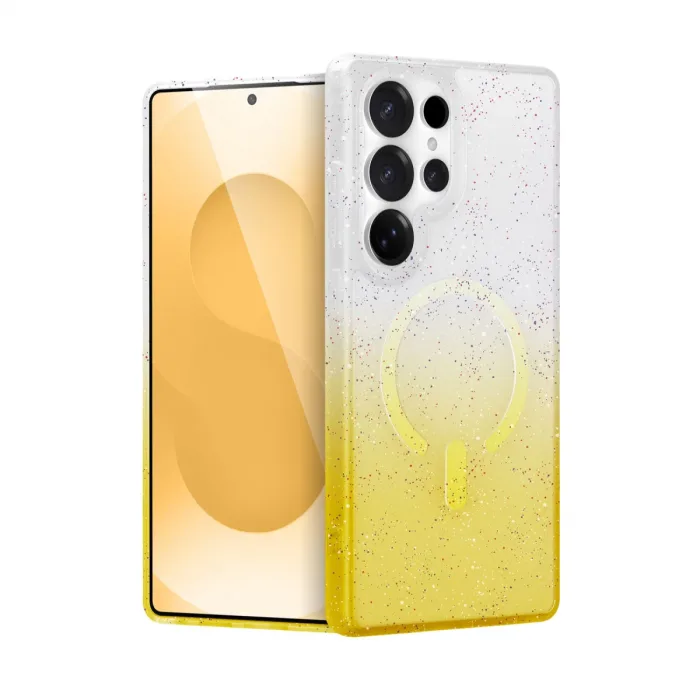 Samsung Galaxy S24 Ultra Pummel Shiny Magsafe Kapak - Gold