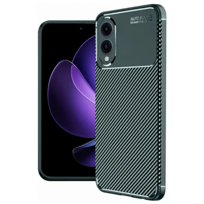 Samsung Galaxy S25 Edge Kılıf Auto Focus Karbon Kapak - Koyu Yeşil
