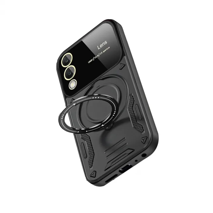 Samsung Galaxy S25 Edge Kılıf Joy Lens Standlı Kapak - Siyah