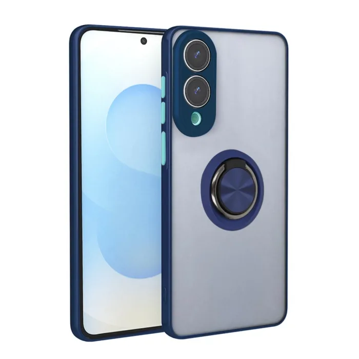 Samsung Galaxy S25 Edge Kılıf Montreal Yüzüklü Silikon Kapak - Lacivert