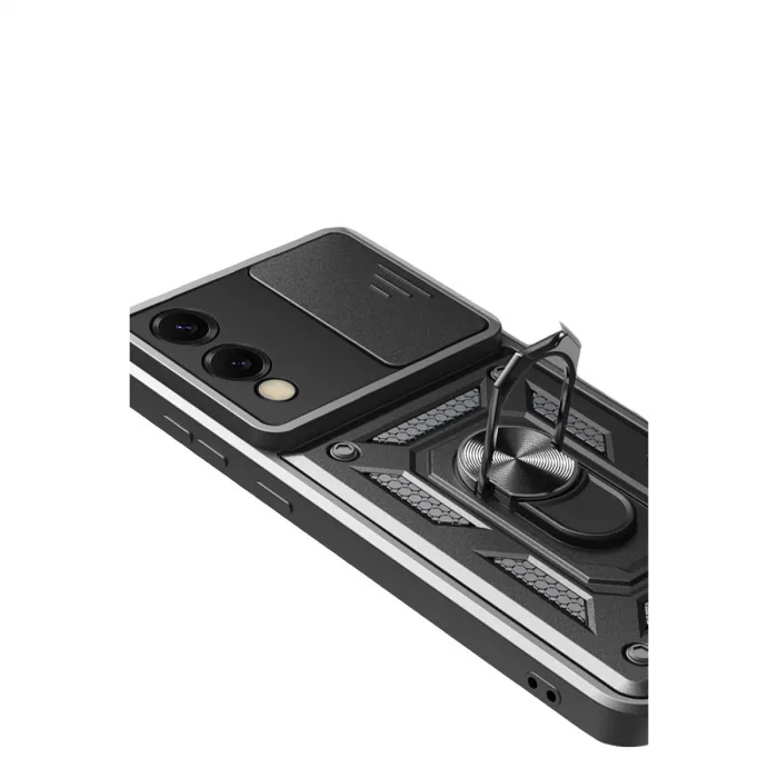 Samsung Galaxy S25 Edge Pars Lens Yüzüklü Silikon - Siyah