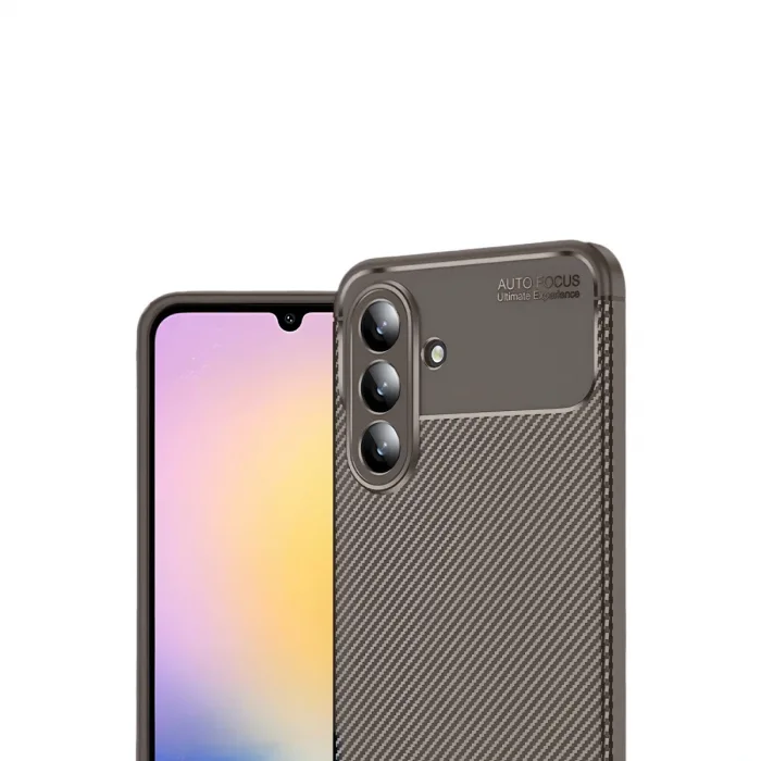 Samsung Galaxy S25 Fe Auto Focus Karbon Kapak - Kahverengi