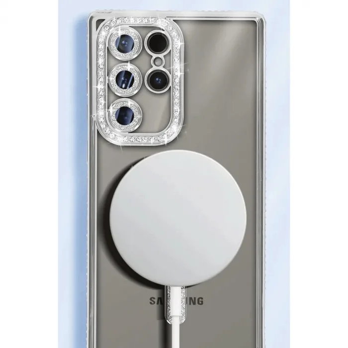 Samsung Galaxy S25 Ultra Kılıf Joke Simli Magneticsafe Kılıf - Gold