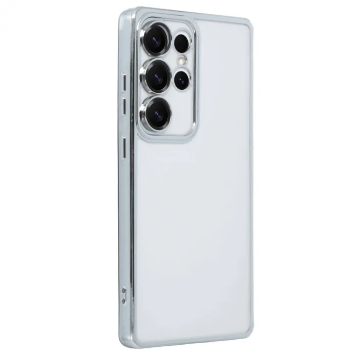 Samsung Galaxy S25 Ultra Kılıf Razer Lensli Silikon - Gümüş