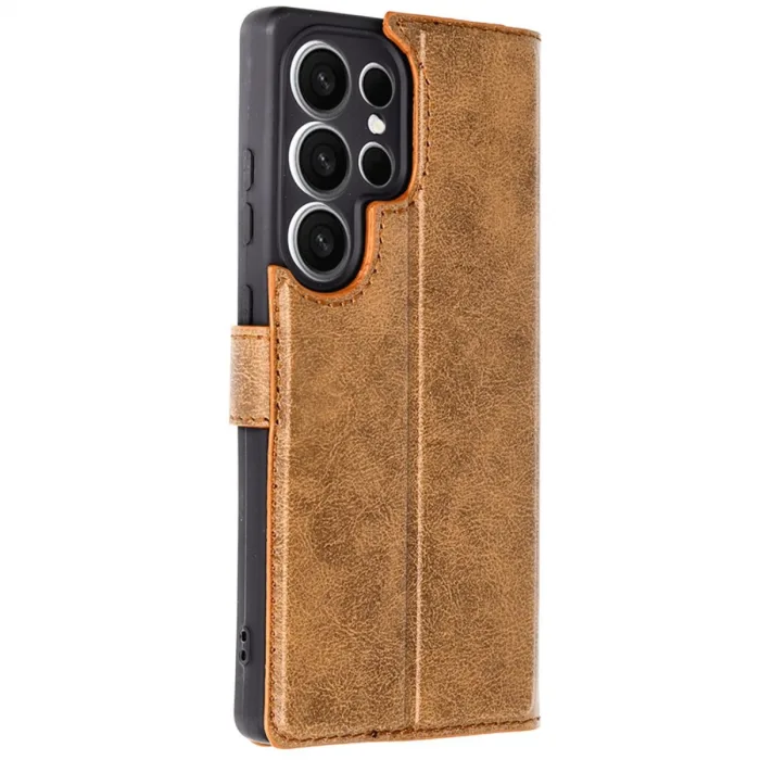 Samsung Galaxy S25 Ultra Kılıf Trend S Plus Kapaklı Kılıf - Taba