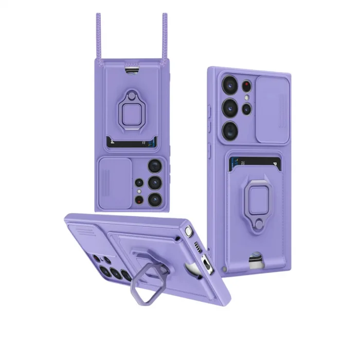 Samsung Galaxy S25 Ultra Kılıf Zuma Kartvizitli Yüzüklü Silikon - Lila
