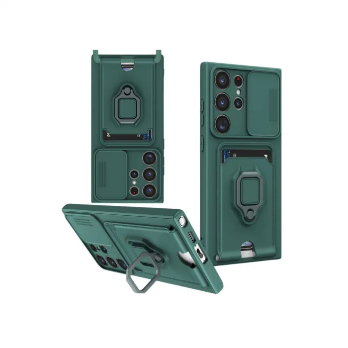 Samsung Galaxy S25 Ultra Kılıf Zuma Kartvizitli Yüzüklü Silikon - Yeşil