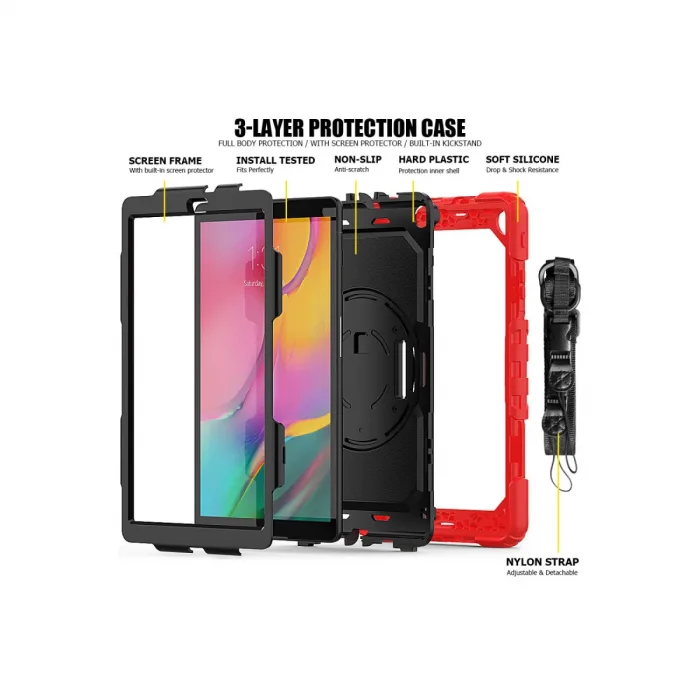 Samsung Galaxy T510 Tab A 10.1 Kılıf Pars Tablet Kapak - Kırmızı