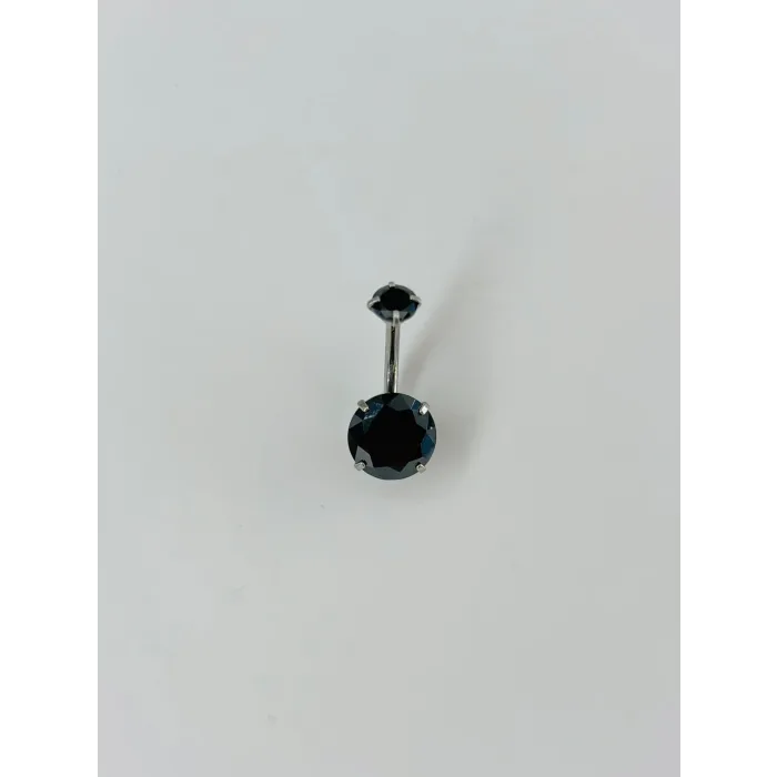 Siyah Taşlı Göbek Piercing - Pg0021