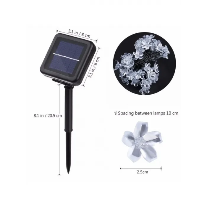 Solar 30 Ledli Çiçekli Günışığı Bahçe Aydınlatma Dekorasyon Güneş Enerjili