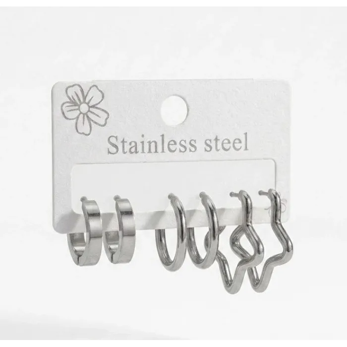 Star Shıne Altılı Halka Küpe Seti - Kp00678