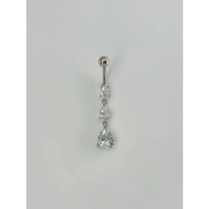 Su Damlası Detaylı Sallantılı Göbek Piercing - Pg0062