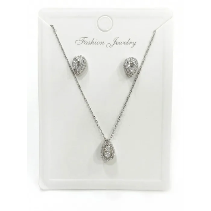 Rodyum Zirkon Taşlı Zincir : Çelik Ürünler 40+5 Cm - Set0001