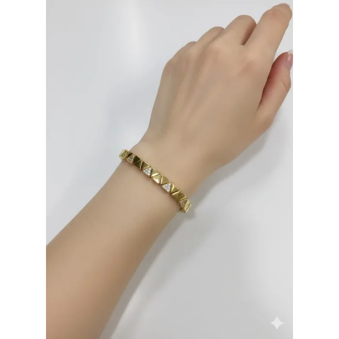    Zirkon Taşlı Pirinç Cm Bileklik 17+2 Cm  - Kbl0425