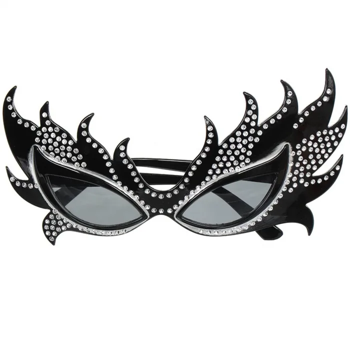 Taşlı Göz Kamaştıran Gecenin Yıldızı Siyah Parti Alev Gözlük
