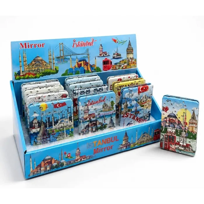 Taşlı İstanbul Temalı İnce El Aynası Alk5820