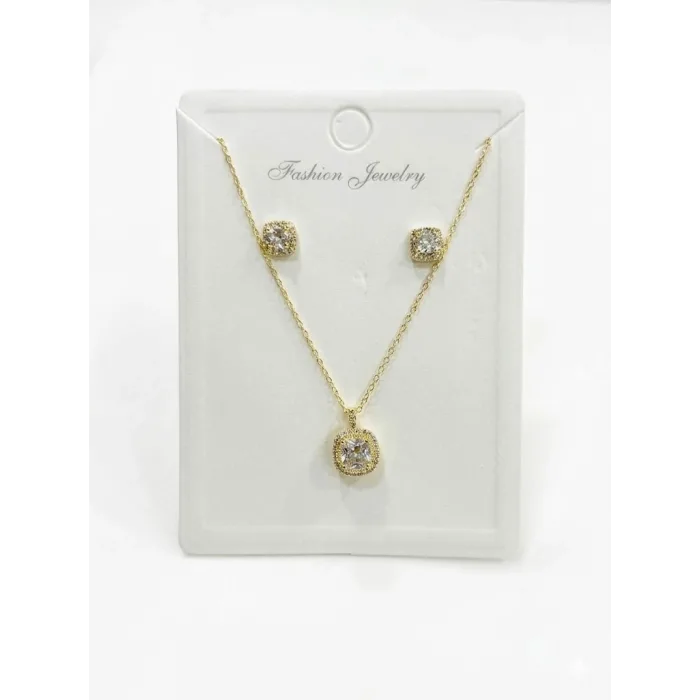   Zirkon Taşlı Zincir : Çelik Ürünler 40+5 Cm - Set0014