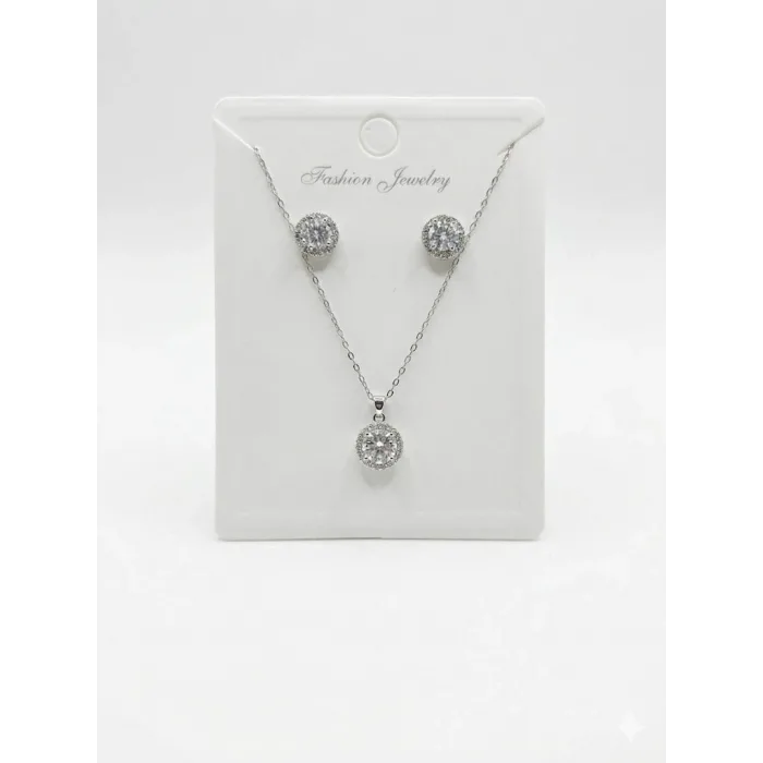 Rodyum Zirkon Taşlı Zincir : Çelik Ürünler 40+5 Cm - Set0024
