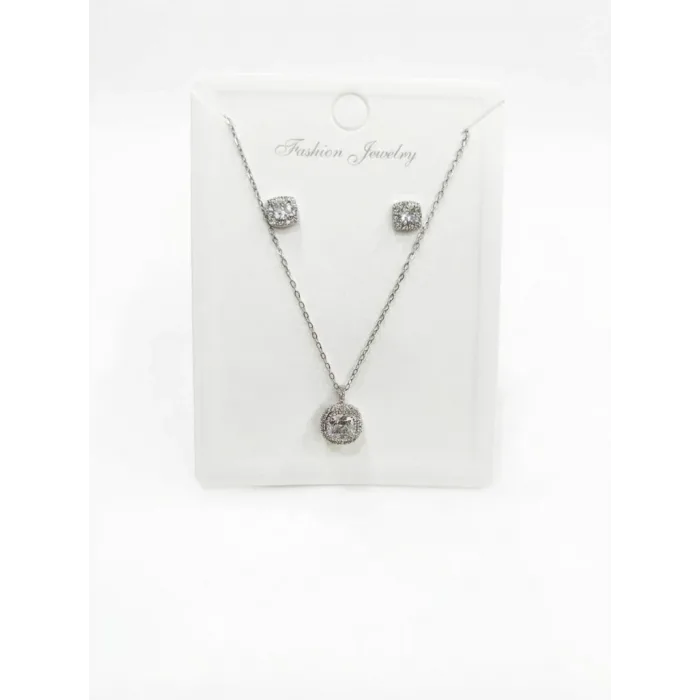 Rodyum Zirkon Taşlı Zincir : Çelik Ürünler 40+5 Cm - Set0022