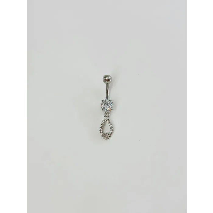 Taşlı Su Damlası Detaylı Göbek Piercing - Pg0094